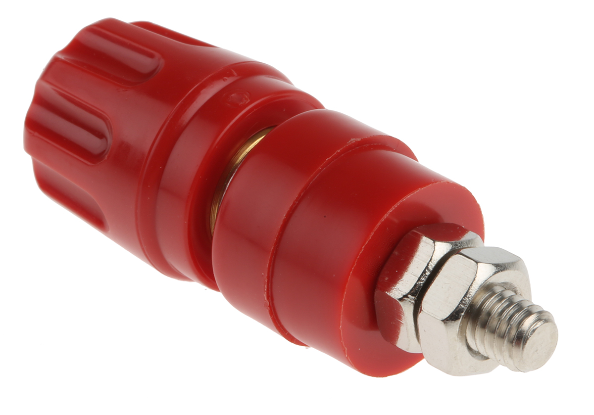 930103101 Hirschmann Test & Measurement, Red 35A Test Connector With Brass Contacts and Nickel Plated - 2 mm Hole Diameter
