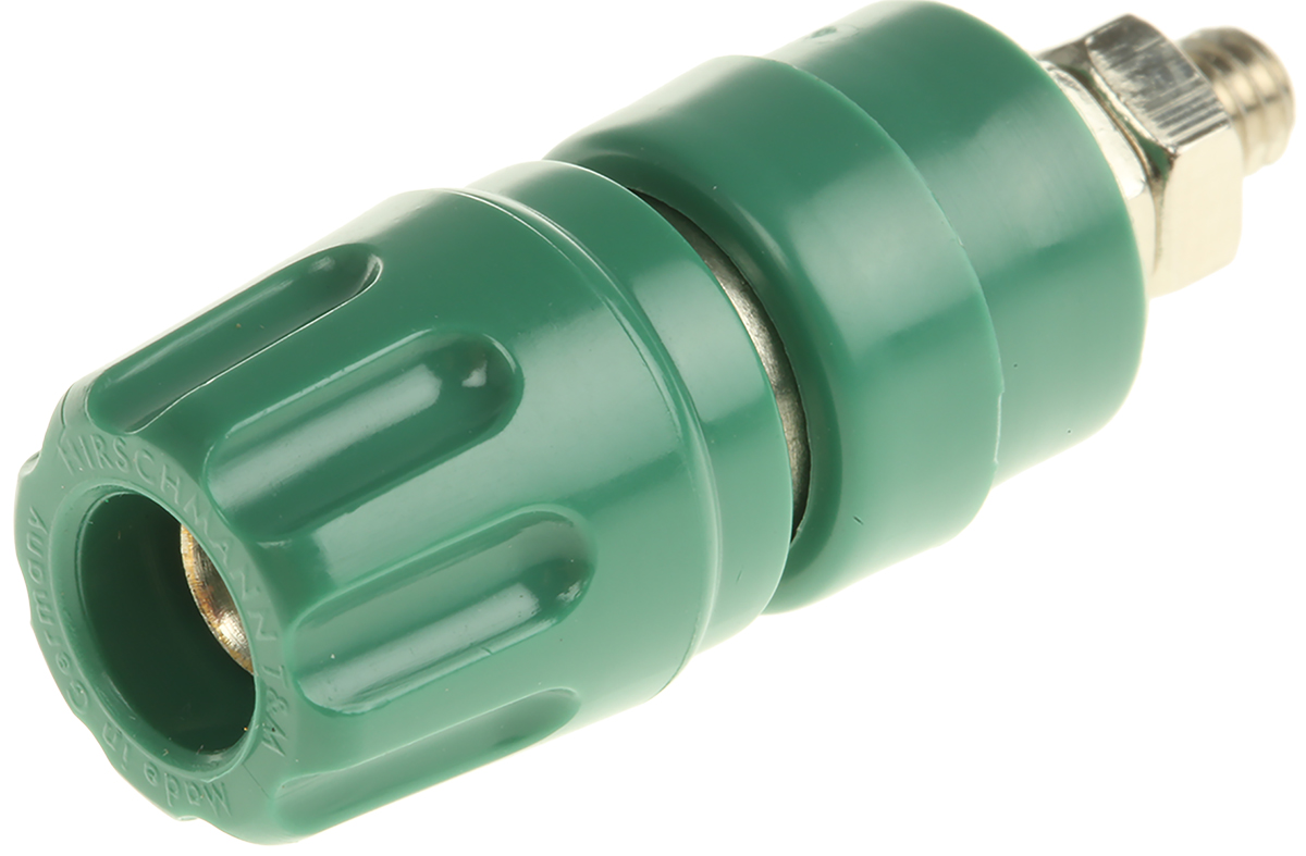 Hirschmann Test & Measurement, Green 35A Test Connector With Brass Contacts and Nickel Plated - 2 mm Hole Diameter