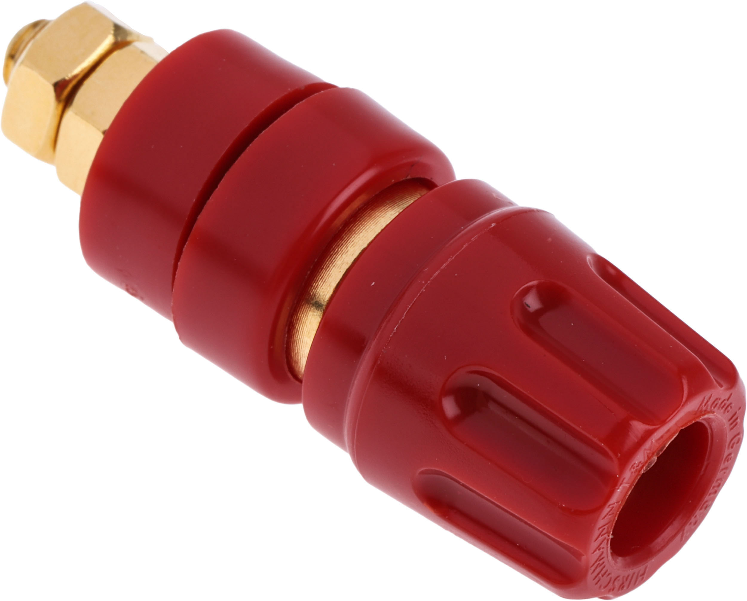 Hirschmann Test & Measurement, Red 35A Binding Post With Brass Contacts and Gold Plated - 8 mm Hole Diameter
