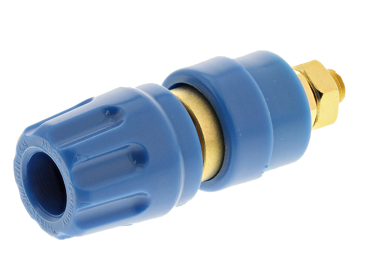 Hirschmann Test & Measurement, Blue 35A Binding Post With Brass Contacts and Gold Plated - 8 mm Hole Diameter