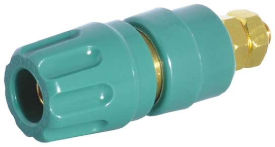 Hirschmann Test & Measurement, Green 35A Binding Post With Brass Contacts and Gold Plated - 8 mm Hole Diameter