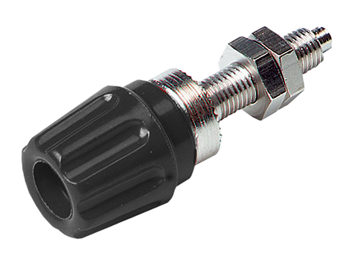 Hirschmann Test & Measurement, Black 63A Binding Post With Brass Contacts and Nickel Plated - 2.6 mm Hole Diameter