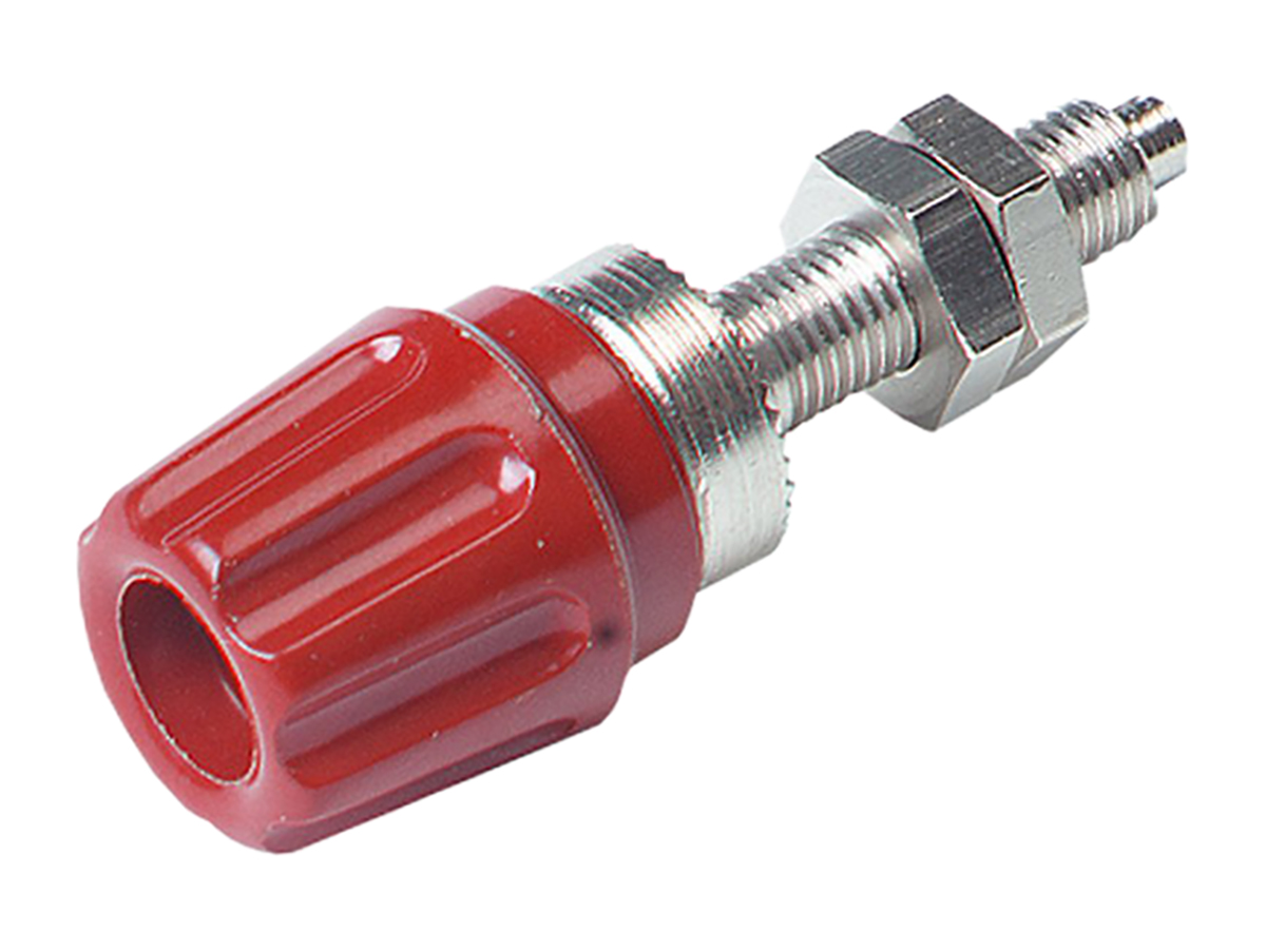 Hirschmann Test & Measurement, Red 63A Binding Post With Brass Contacts and Nickel Plated - 2.6 mm Hole Diameter