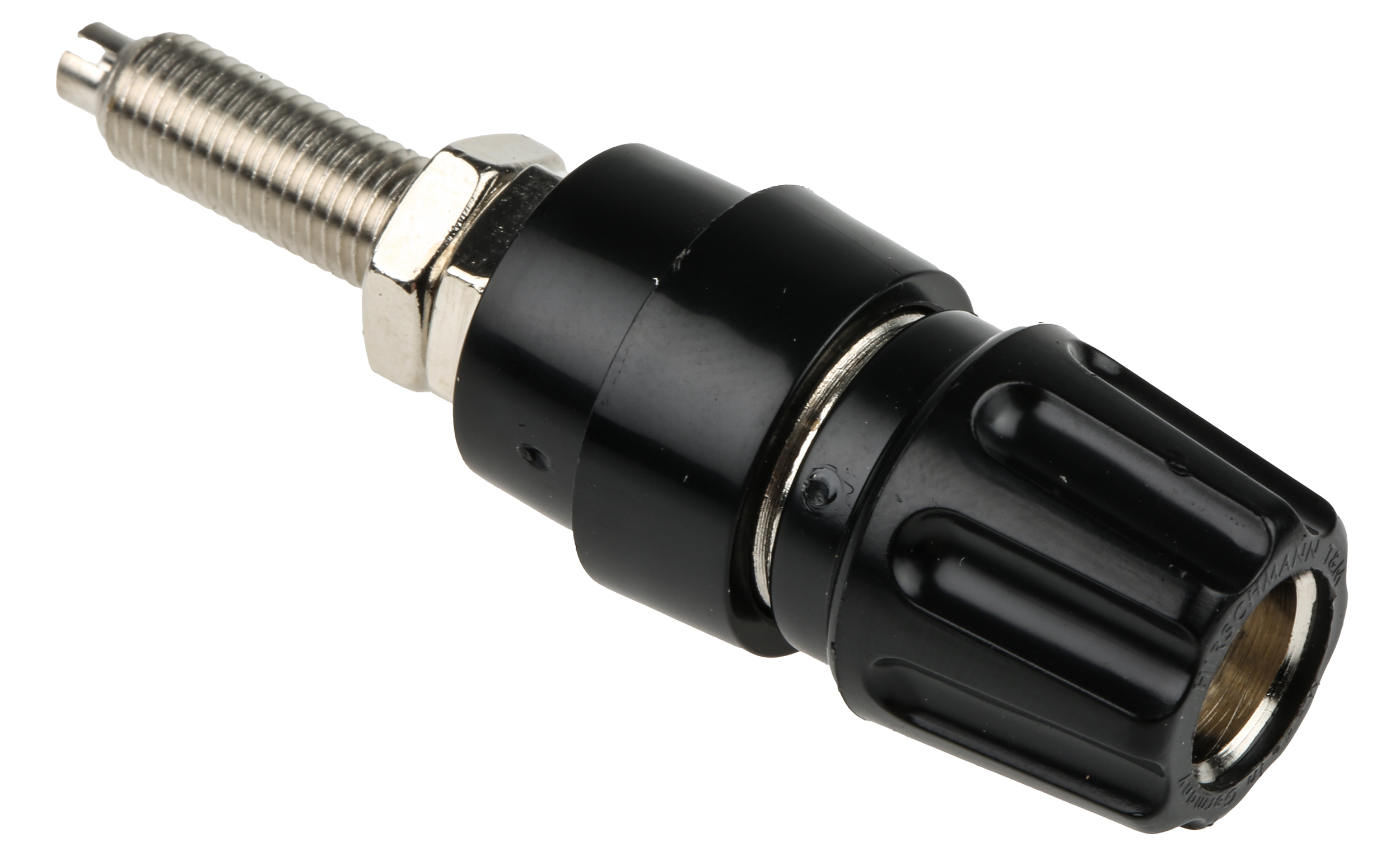930144100 Hirschmann Test & Measurement, Black 63A Test Connector With Brass Contacts and Nickel Plated - 2.6 mm Hole Diameter