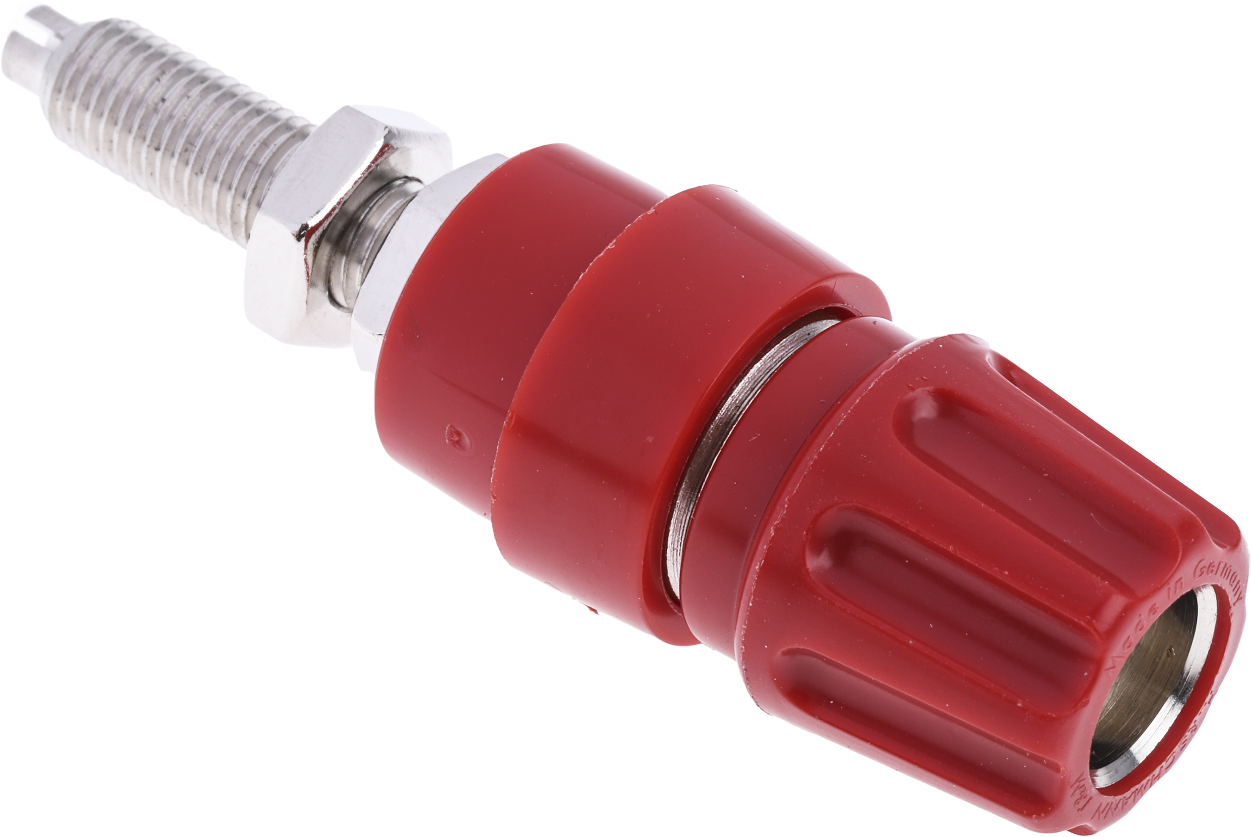Hirschmann Test & Measurement, Red 63A Test Connector With Brass Contacts and Nickel Plated - 2.6 mm Hole Diameter
