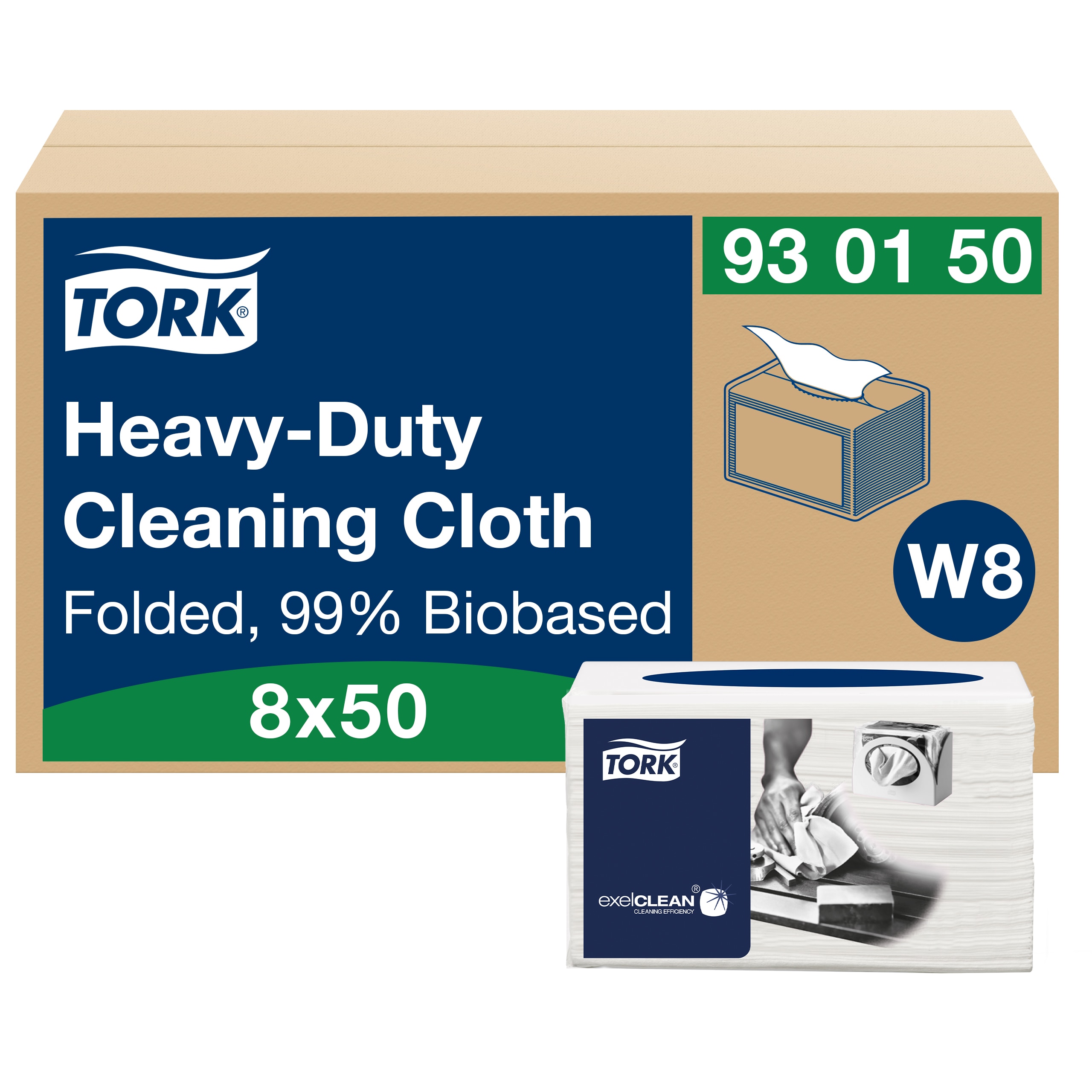 Tork White Cotton Cloths for General Purpose, Dry Use, Box of 45 Per Pack, 15.2 cm, Repeat Use