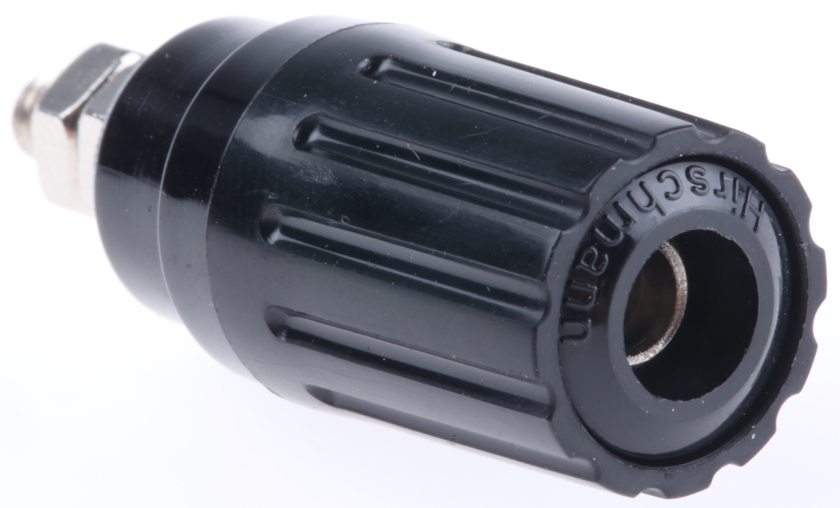 Hirschmann Test & Measurement, Black 35A Binding Post With Brass Contacts and Nickel Plated - 2 mm Hole Diameter
