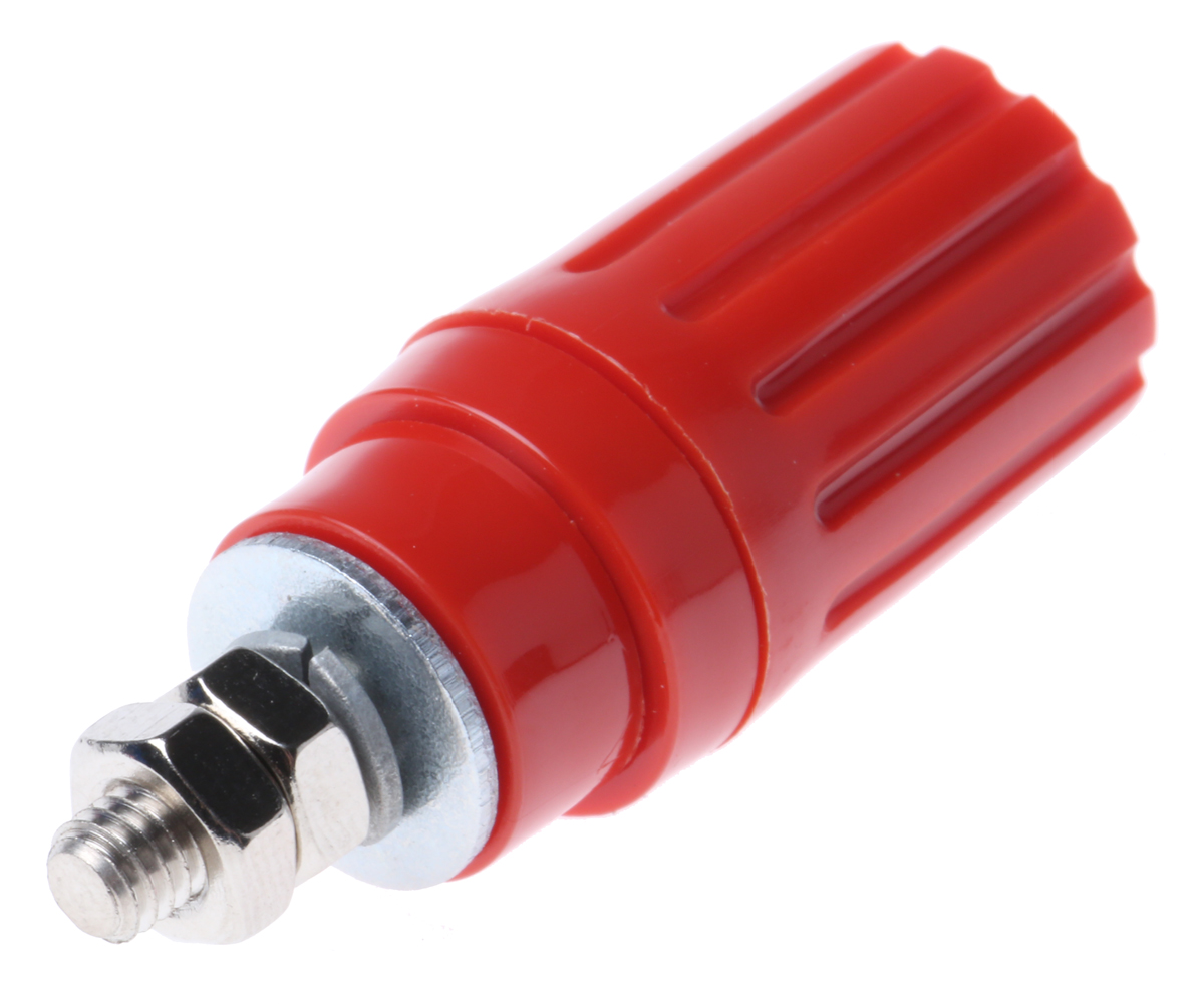 Hirschmann Test & Measurement, Red 35A Binding Post With Brass Contacts and Nickel Plated - 2 mm Hole Diameter