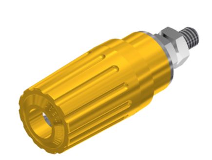Hirschmann Test & Measurement, Yellow 35A Binding Post With Brass Contacts and Nickel Plated - 15 mm Hole Diameter