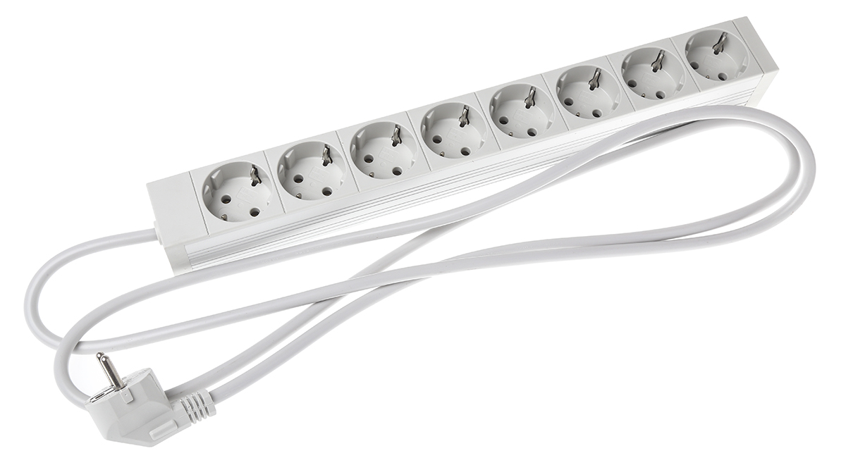 Kopp 2 m 8 Socket Type F Extension Socket Extension Lead Kit, 250V ac