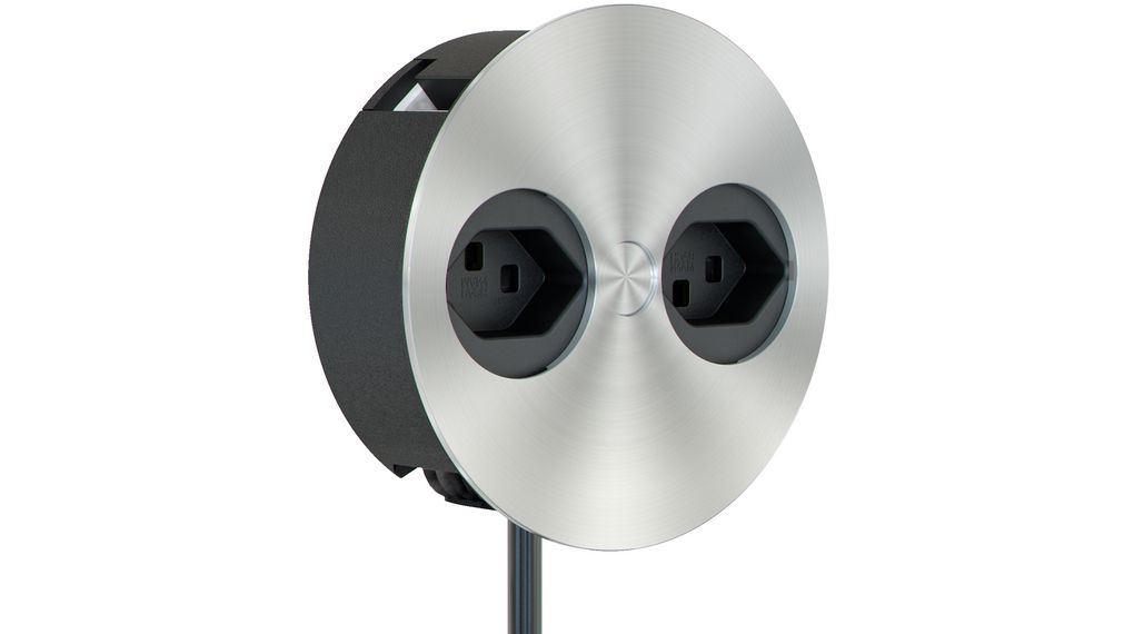 B3 Cable Solutions Twist Silver 2 Gang Plug Socket, Type J