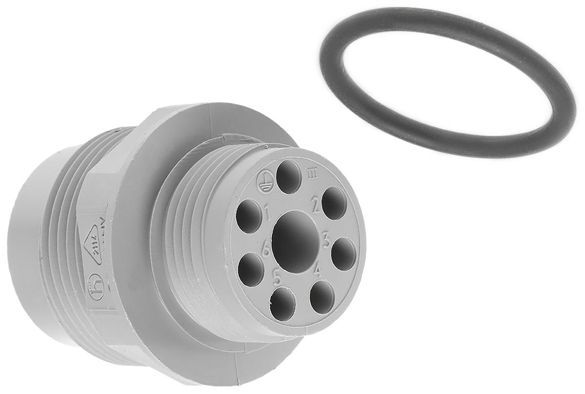 Hirschmann, N6R AM 2 7 Pole Straight Standard DIN Plug, DIN 43651, 10A, 250V ac IP65, Panel Mount Male
