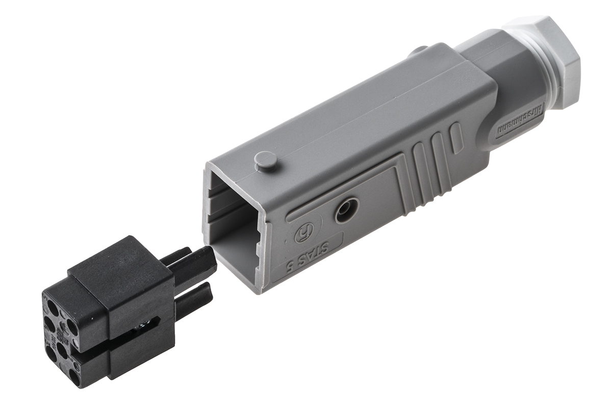 Hirschmann, ST IP54 White Cable Mount 5P+PE Straight Industrial Power Connector, 10A, 250V, 400 V