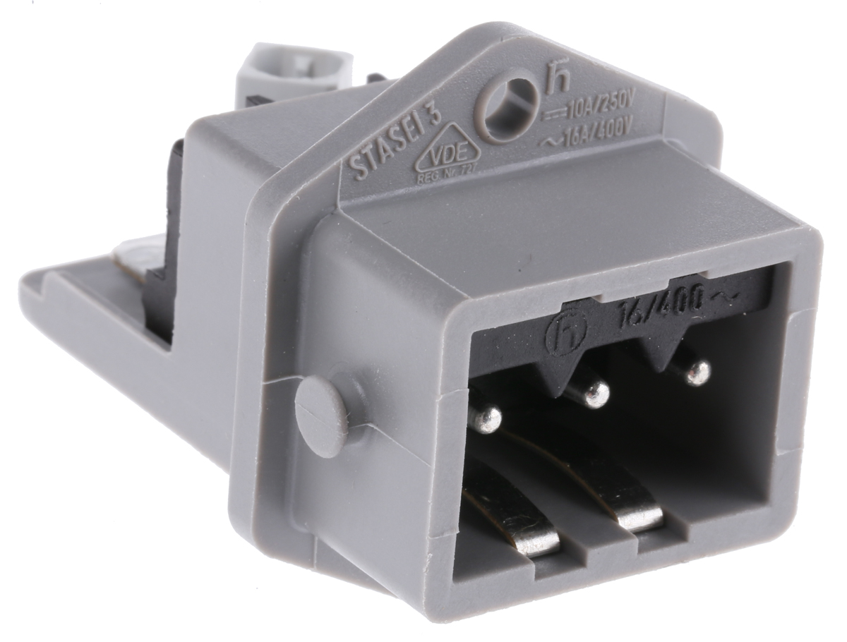 Hirschmann, ST IP54 Grey Panel Mount Mount 3P Straight Heavy Duty Power Connector, 16A, 250V, 400 V
