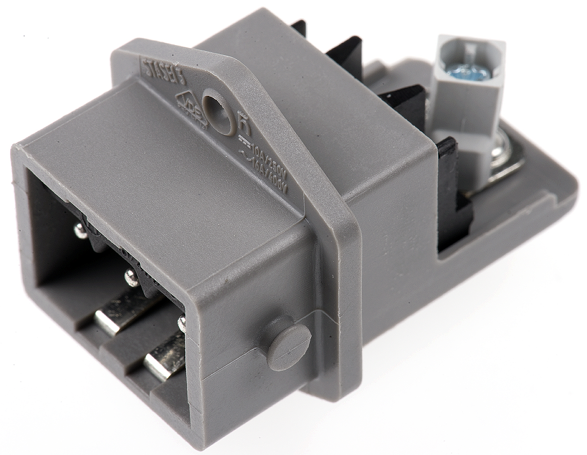 Hirschmann, ST IP54 Grey Panel Mount Mount 3P Straight Industrial Power Connector, 16A, 250V, 400 V