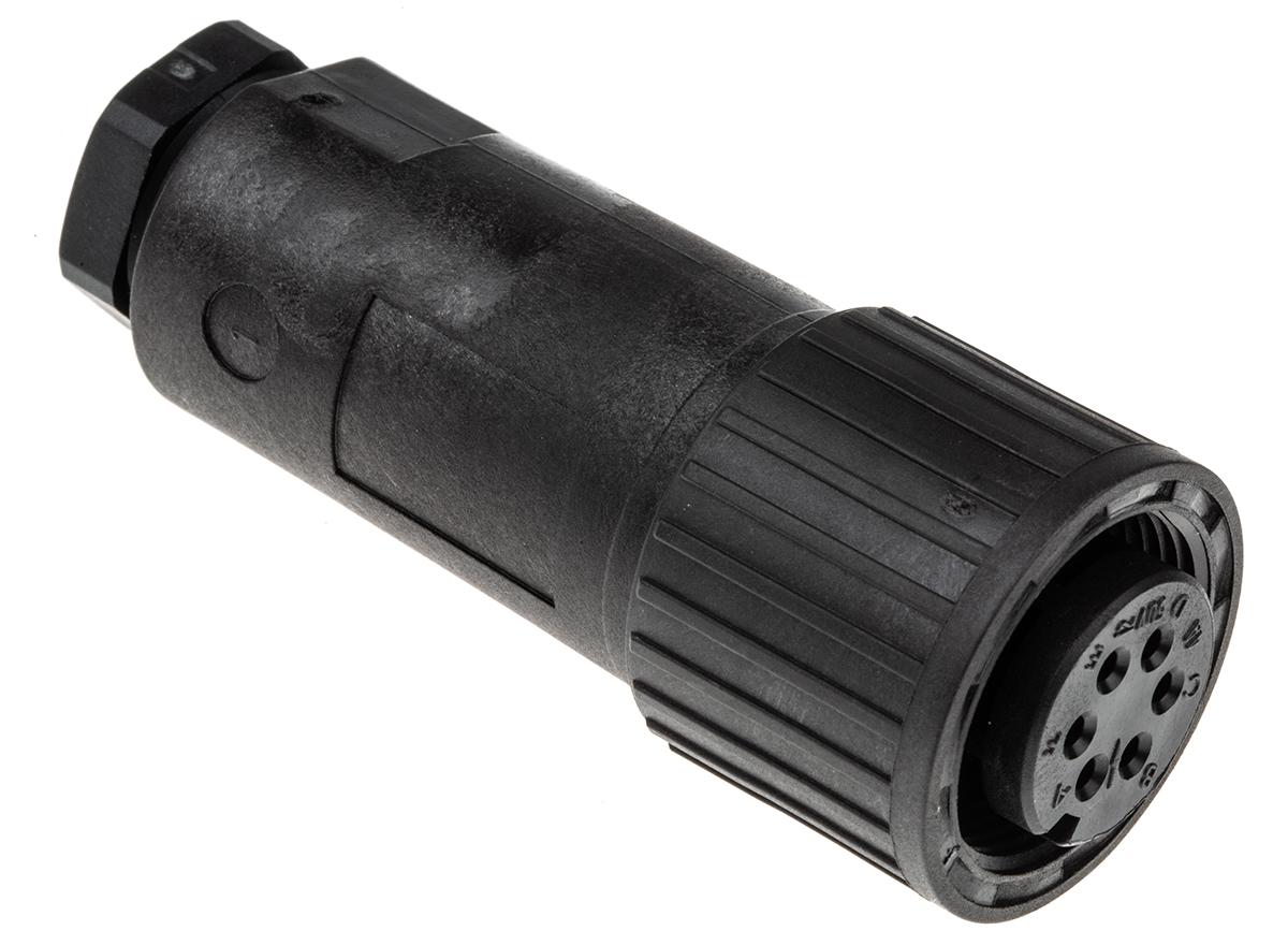 Hirschmann, CM, Silver Straight 6 Way Cable MIL Spec Circular Connector Male Black, Female Contacts, Screw Coupling,