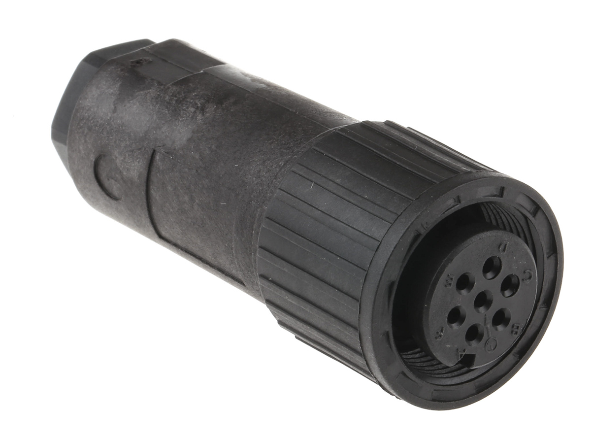 Hirschmann, CM, Copper Straight 7 Way Cable MIL Spec Circular Connector Female Black, Female Contacts,Shell Size 14,
