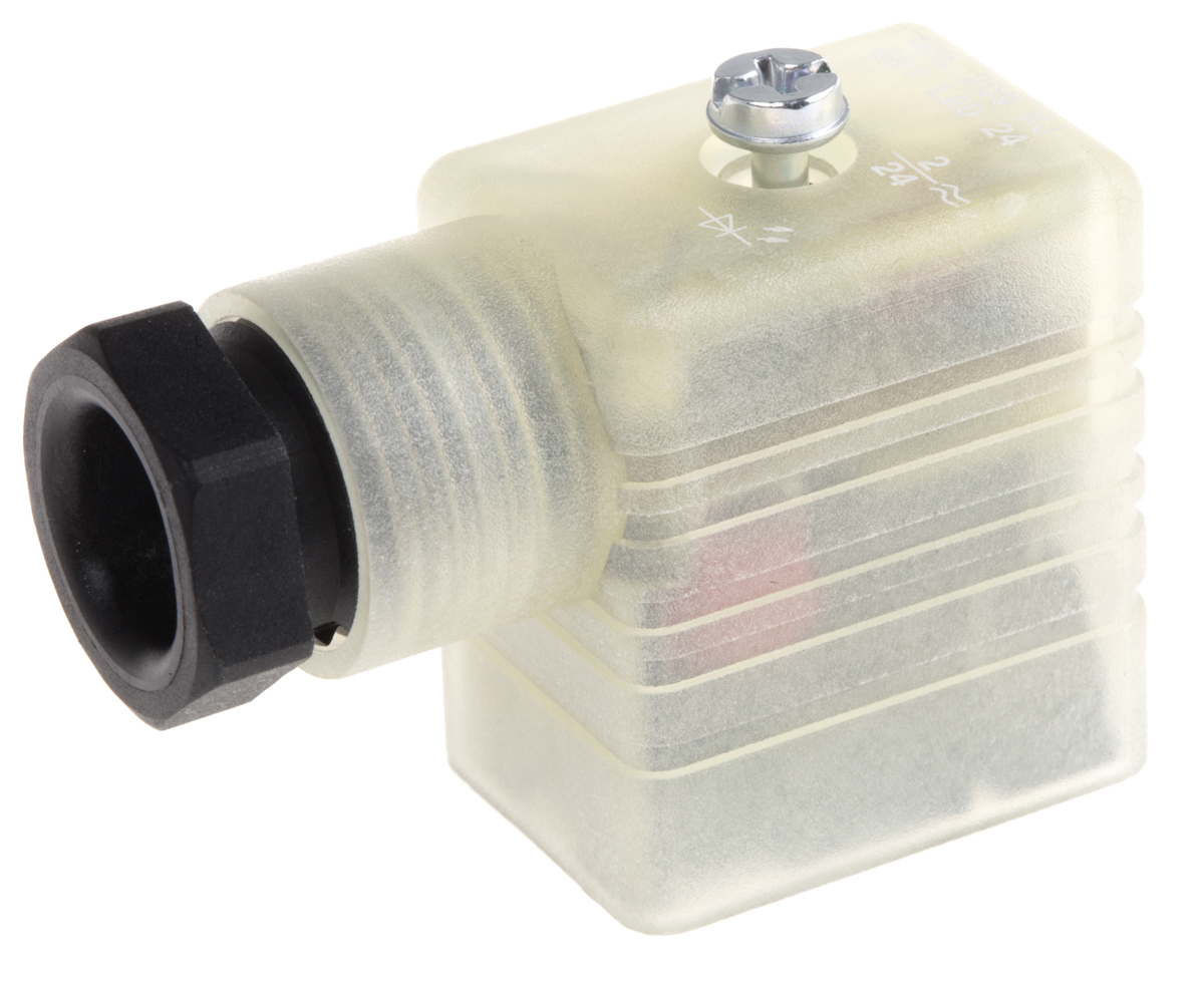 Hirschmann GML 2+E DIN 43650 B Solenoid Valve Connector Indicator Light, 24V ac/dc Voltage
