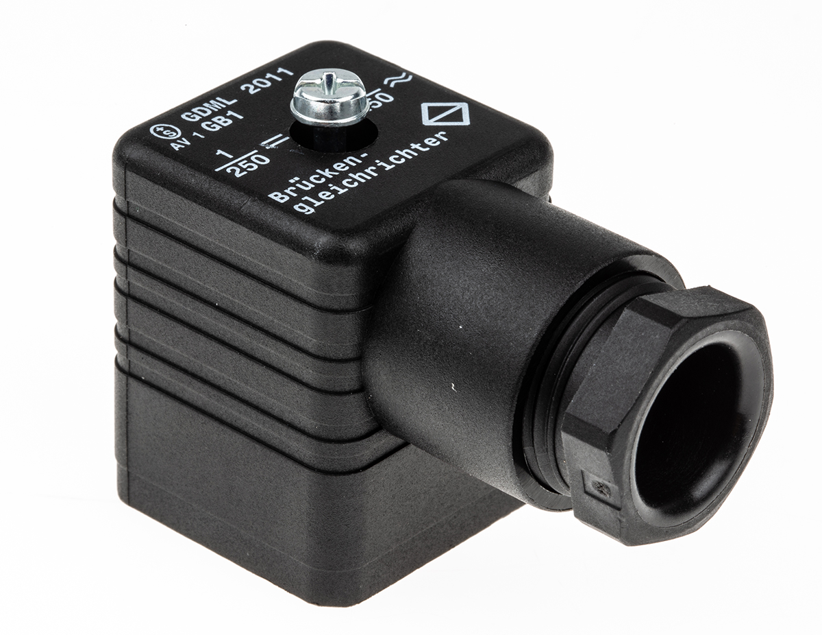 Hirschmann GDML 2+E DIN 43650 A Solenoid Valve Connector Indicator Light, 250V ac/dc Voltage