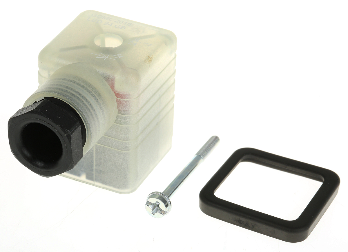 Hirschmann GDML 2+E DIN 43650 A Solenoid Valve Connector Indicator Light, 24V Voltage