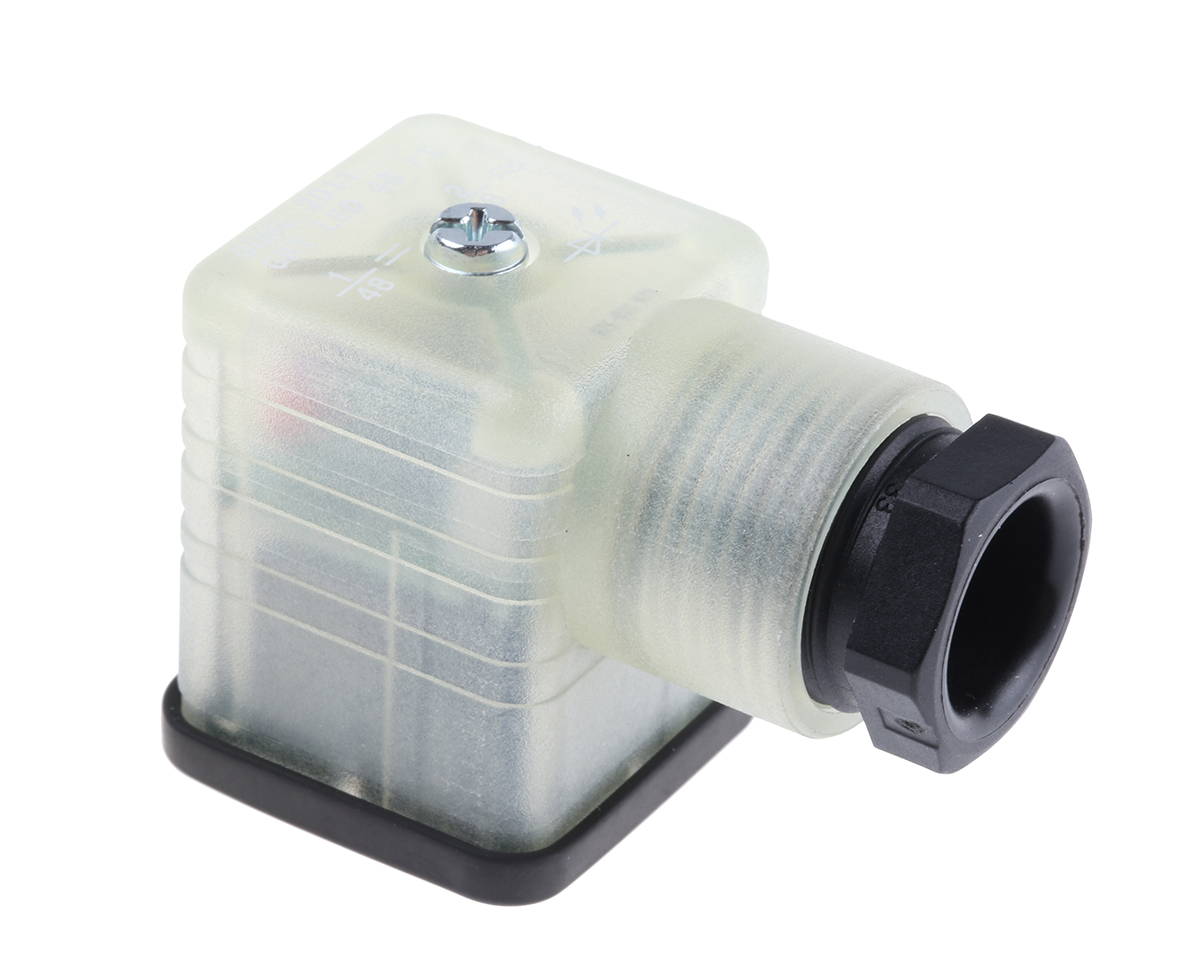 Hirschmann GDML 2+E DIN 43650 A Solenoid Valve Connector Indicator Light, 48V ac/dc Voltage