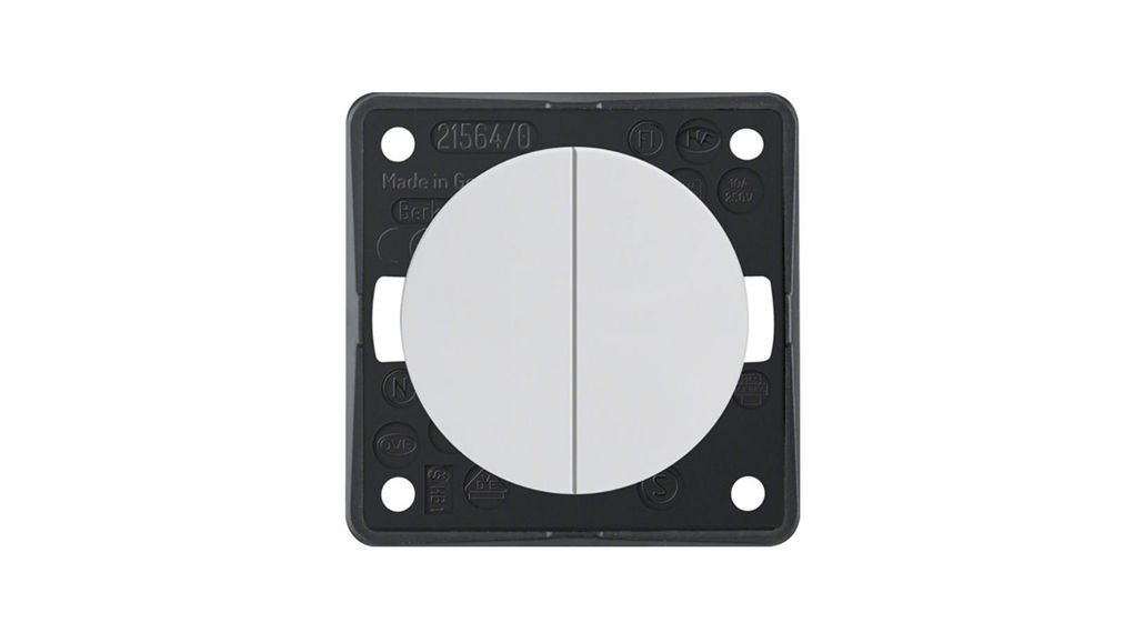 Berker Integro Series Rocker Switch, Resilient, 2 NO 250 V ac