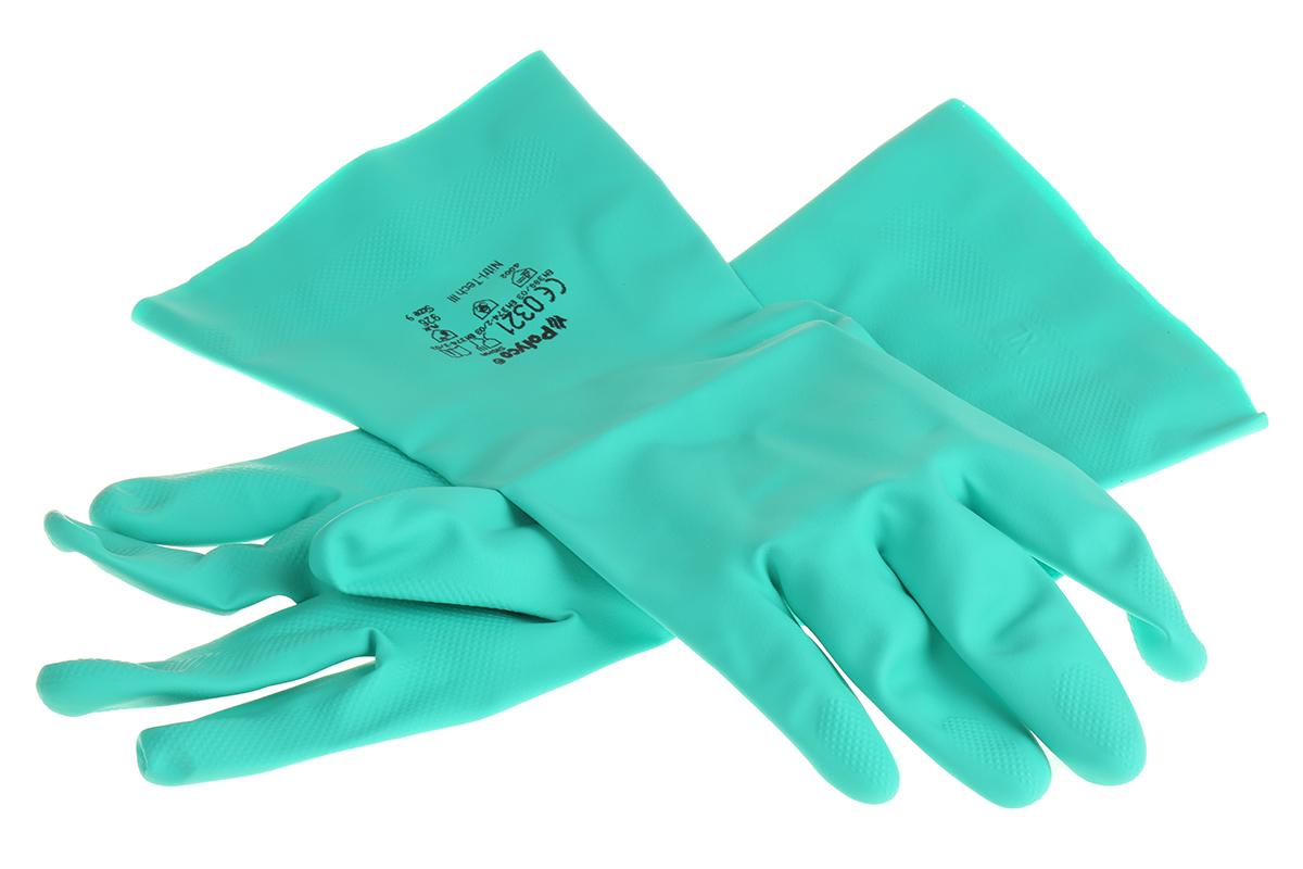 916 Polyco Healthline Green Nitrile Work Gloves, Size 9