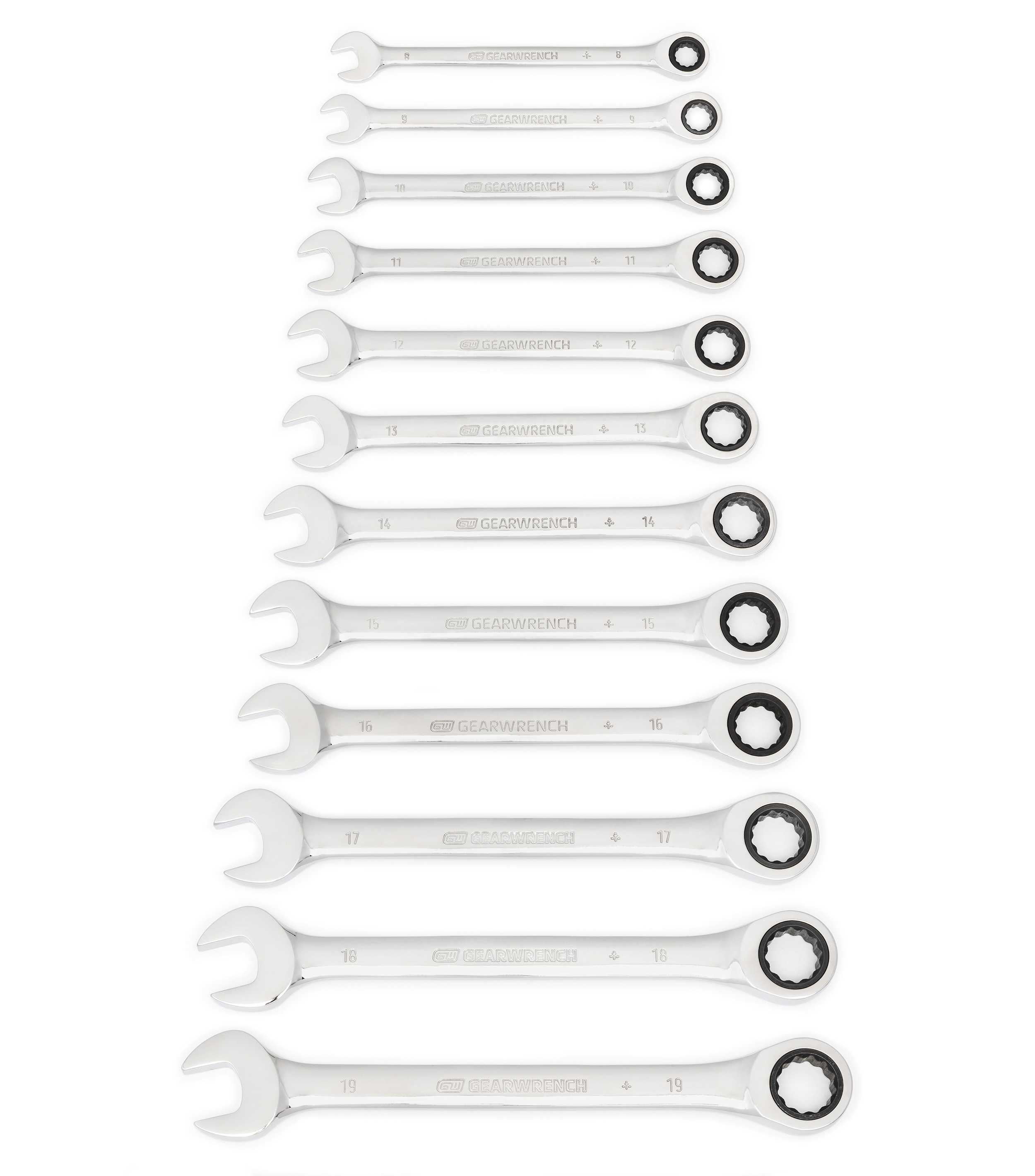 9412 GearWrench 12-Piece Spanner Set, 8 to 19 mm, Alloy Steel