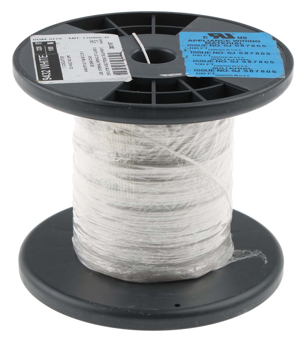 9432-wh033 Alpha Wire Alpha Essentials Coaxial Cable Series, 100 m, Micro Coax Coaxial Coaxial Cable 50 Ω, White, Unterminated