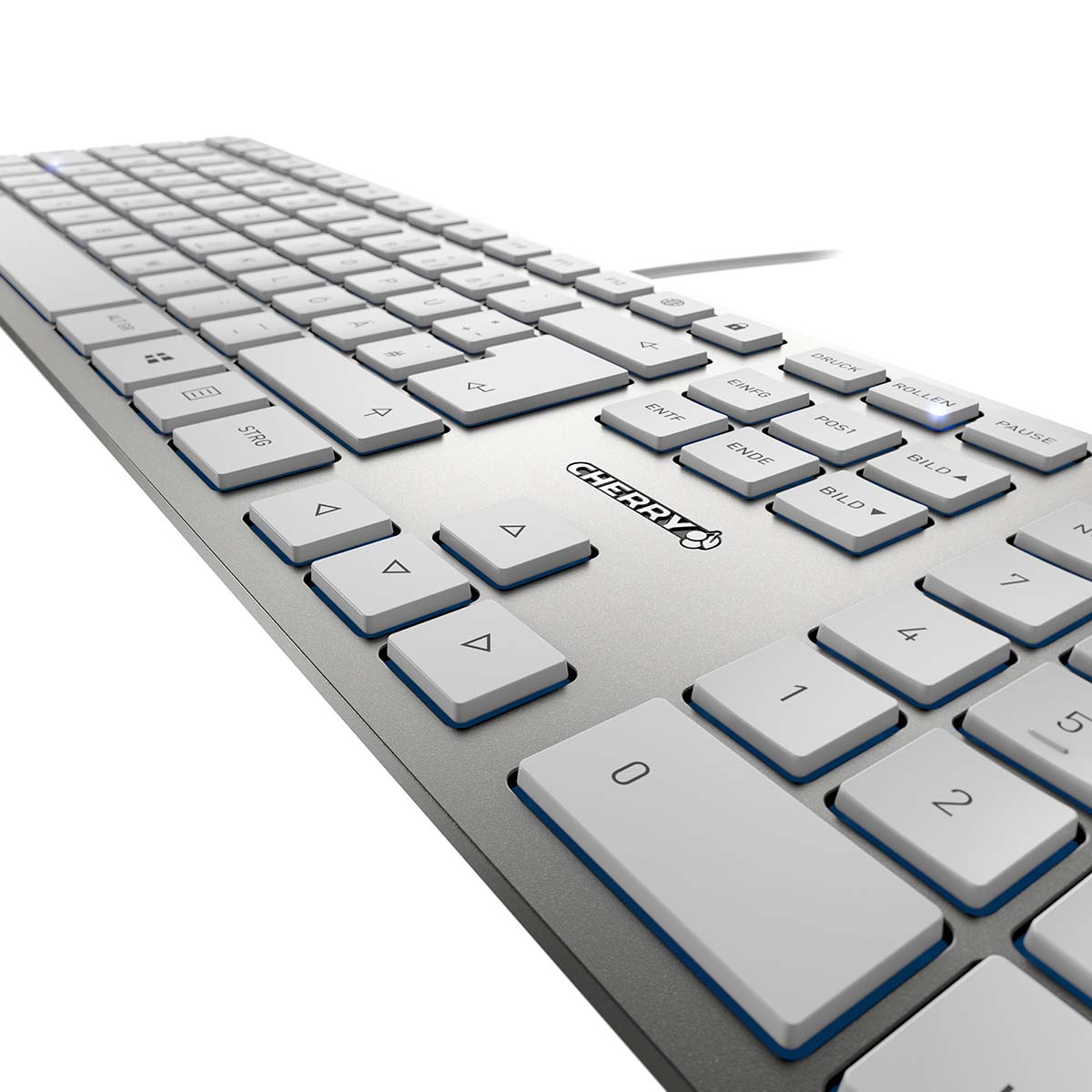 jk-1600fr-1 Cherry KC 6000 SLIM Wired USB Keyboard, AZERTY, Silver, White