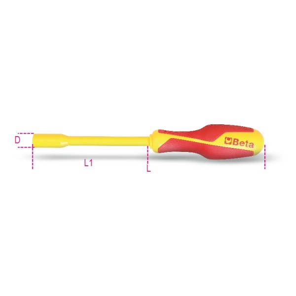 BETA Hexagon Nut Driver, 7 mm Tip, 125 mm Blade, 240 mm Overall