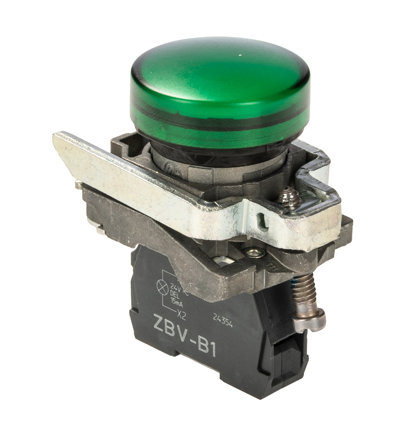 xb4bvb3 Schneider Electric Harmony XB4 Green LED Pilot Light, 22mm Cutout, IP66, IP67, IP69, IP69K, 24 V ac/dc