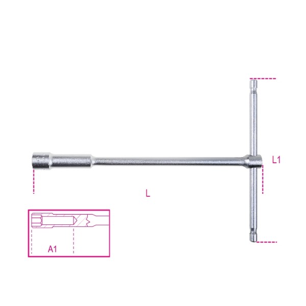 BETA 13 mm Socket Wrench with T-Handle Handle, 244 mm Overall