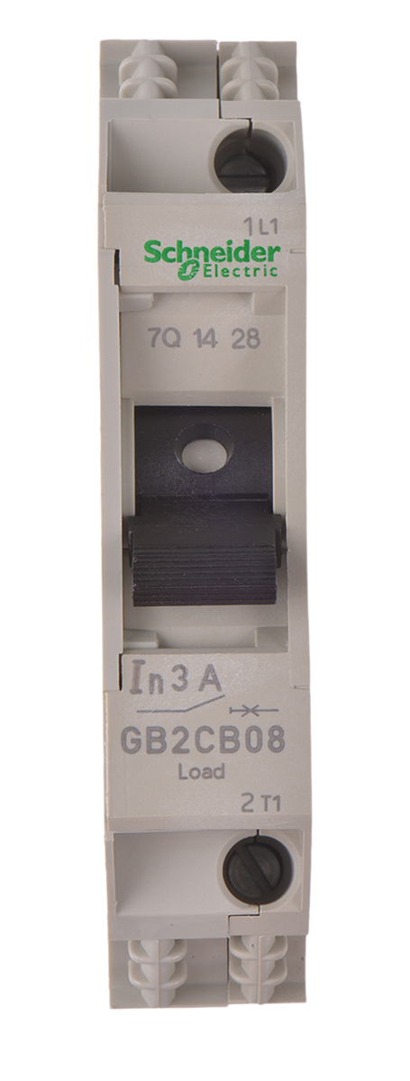 gb2cb08 Schneider Electric 3A 1P Pole Thermal Magnetic Circuit Breaker, 277 V ac, 415 V ac GB2