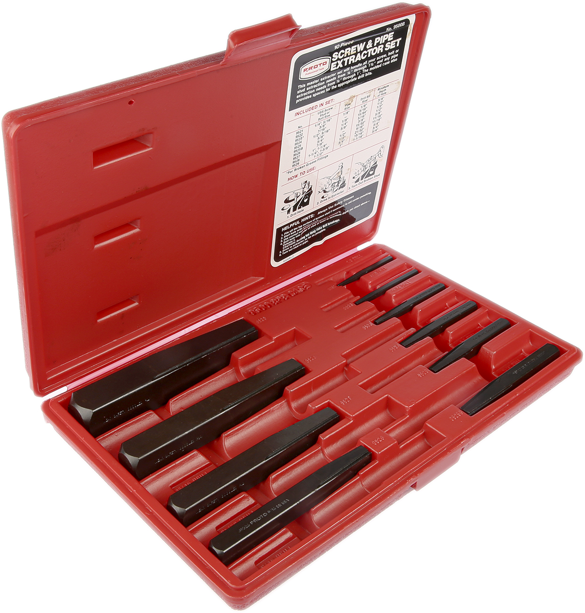 Stanley Proto 10 piece Plastic Carbon Steel Screw Extractor Set