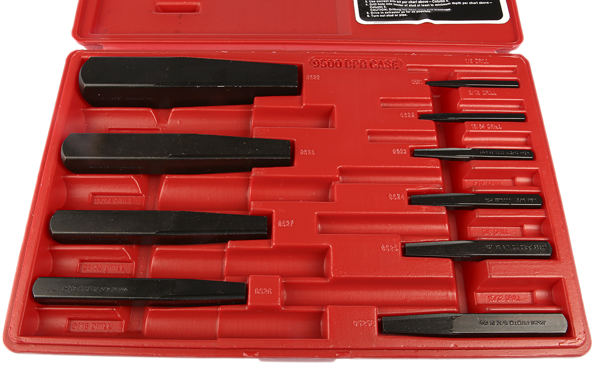 9500b Stanley Proto 10 piece Plastic Carbon Steel Screw Extractor Set