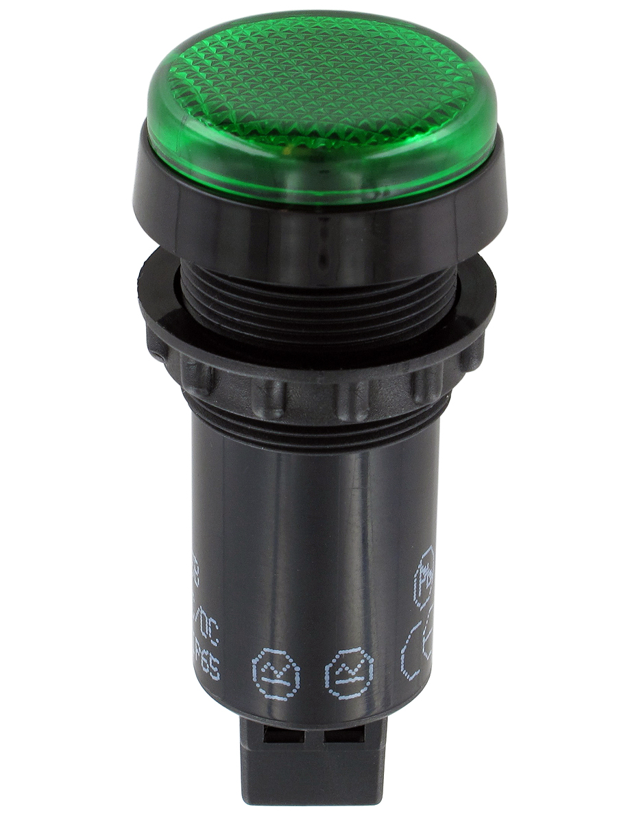 Sloan 951 Series, Green Panel Mount Indicator, FASTON Termination 12V, IP65, 22 mm