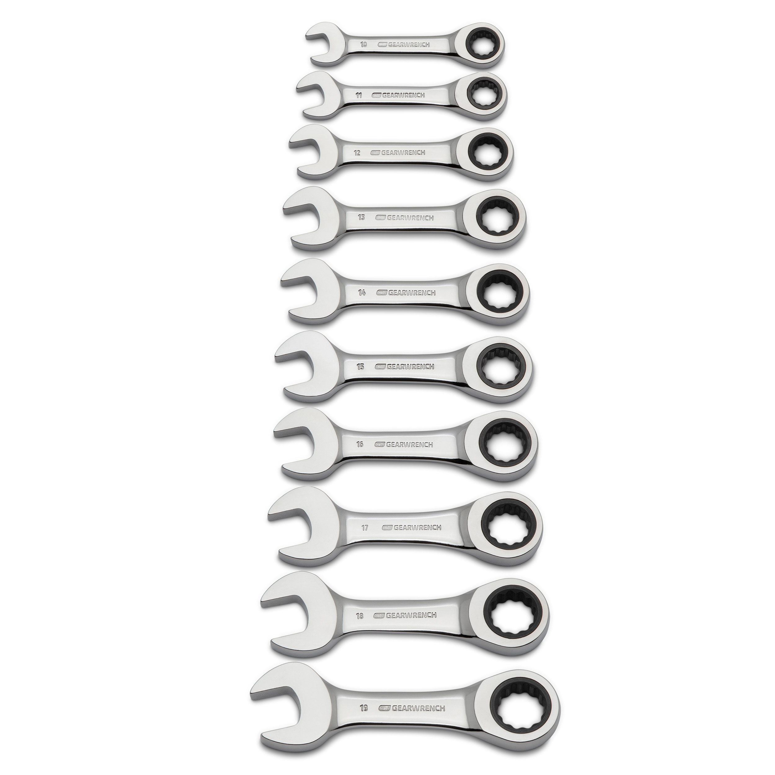 9520d GearWrench 10-Piece Spanner Set, 10 to 19 mm, Alloy Steel