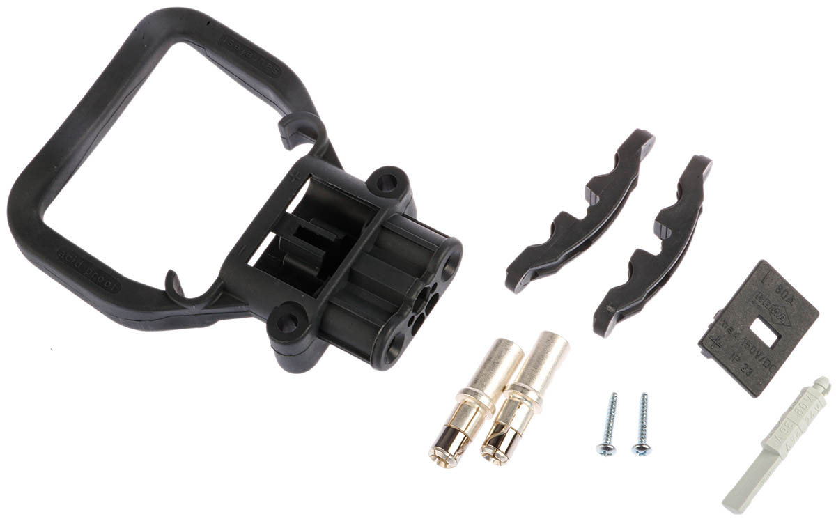 Rema Black Industrial Power Connector, Chassis Mount, Rated At 80A, 150V