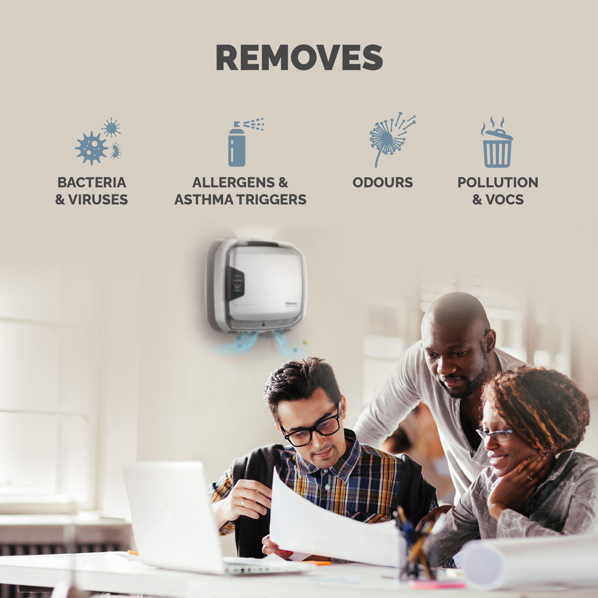 9573801 Fellowes HEPA Air Purifier, 55 m², 55 dB