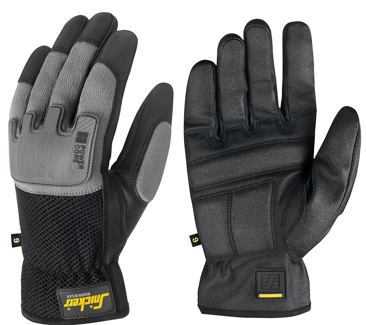 Snickers Power Core Black Polyamide Work Gloves, Size 7