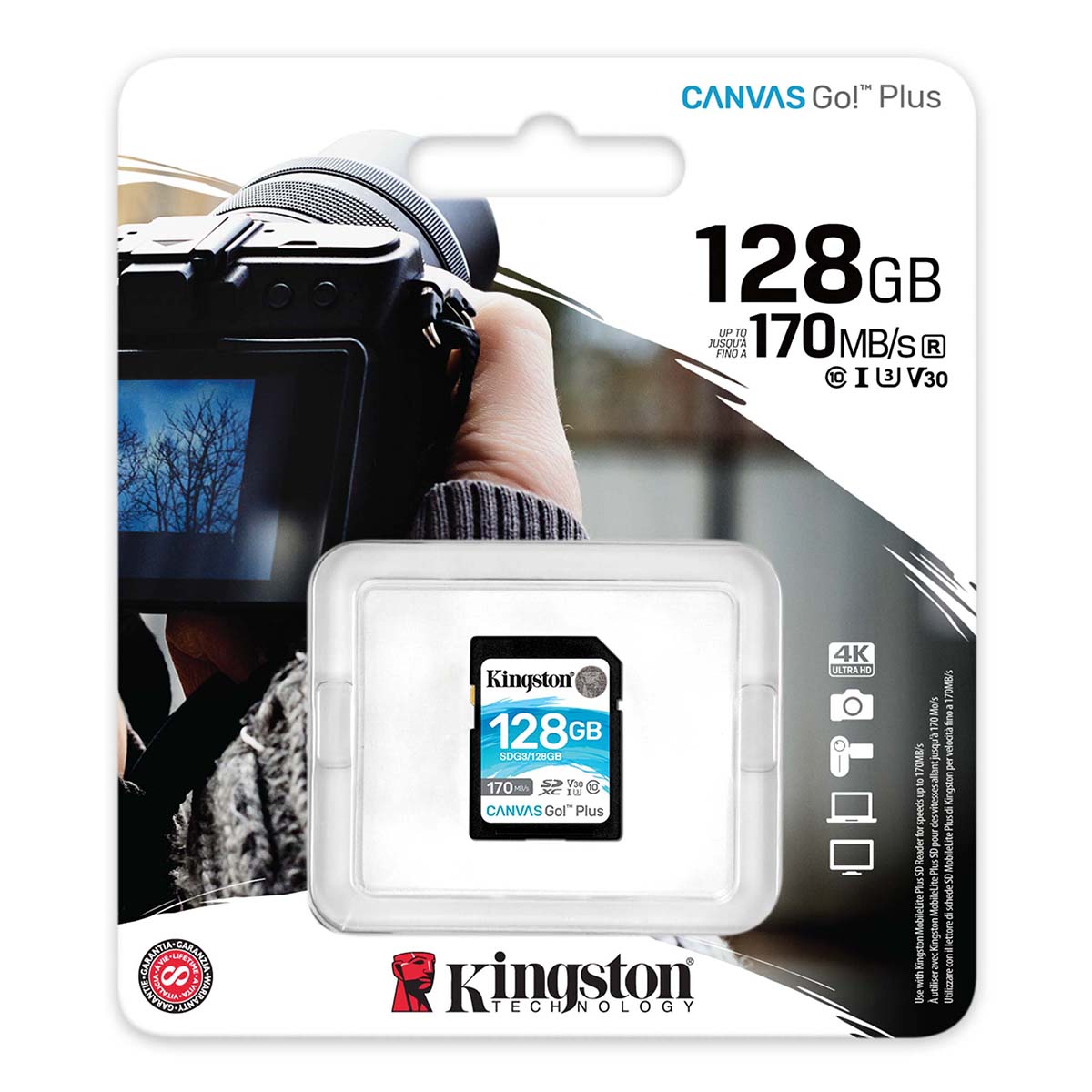 sdg3128gb Kingston 128 GB SDXC SD Card, A2, Class 10, U3, UHS-I, V30