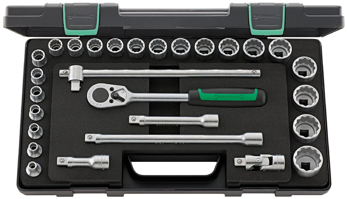 STAHLWILLE 28-Piece 1/2 in Bi-Hexagonal Socket Set