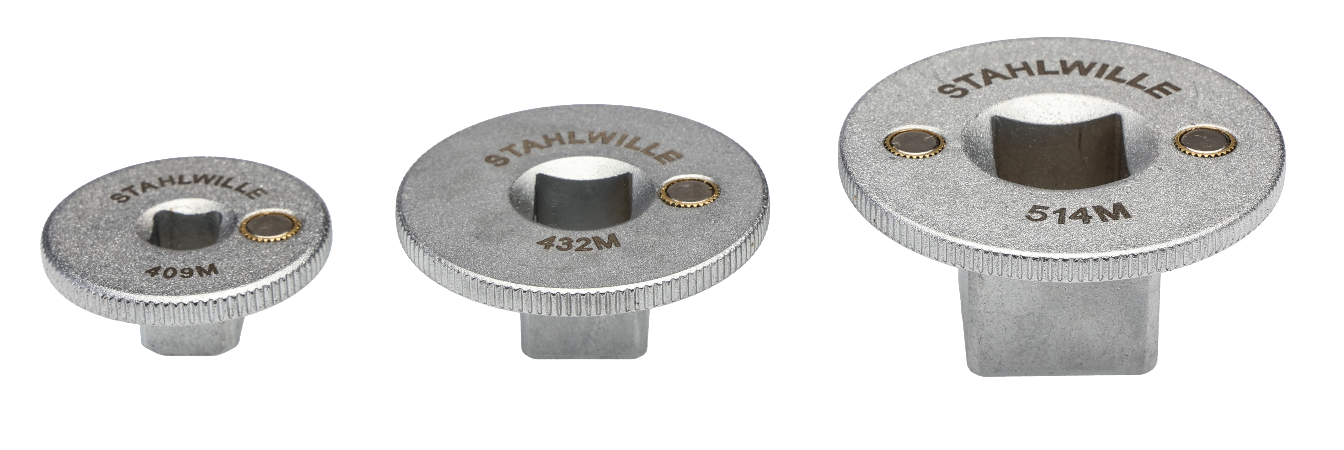 STAHLWILLE Round Set Adapter, 1/2 in, 1/4 in, 3/8 in Insert, 5.8 x 3 cm, Chrome Finish