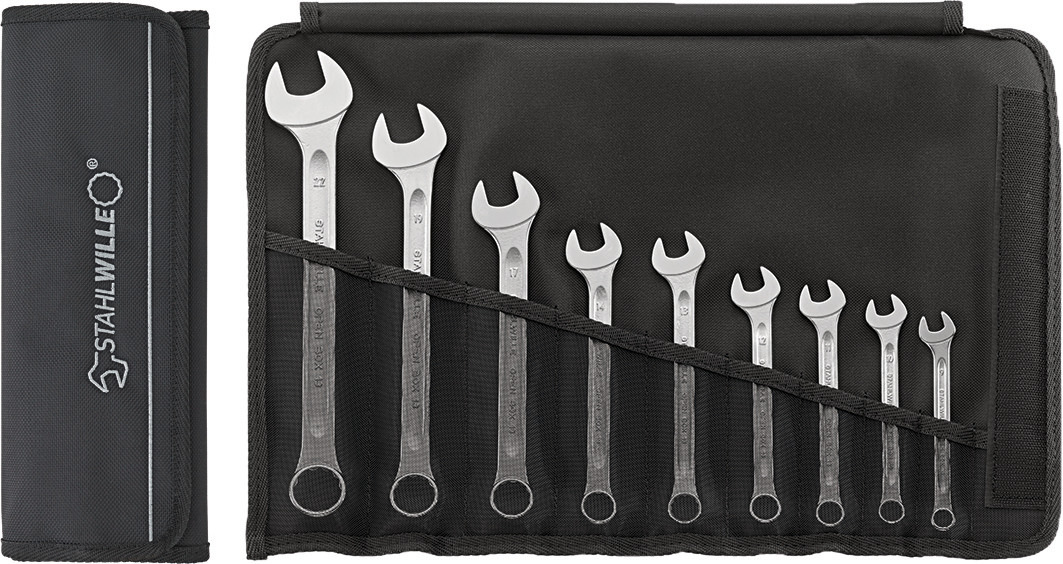 STAHLWILLE 9-Piece Combination Wrench Set, 9 mm, Chrome Alloy Steel