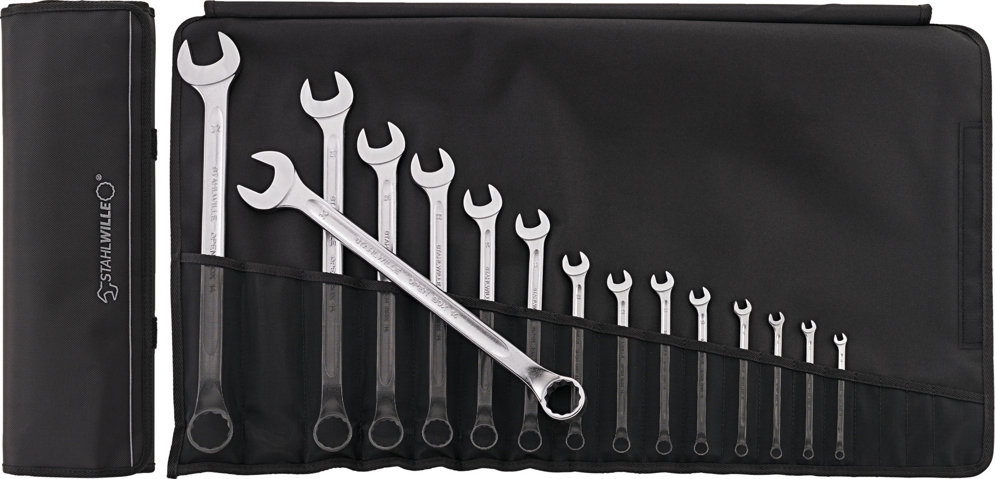 STAHLWILLE 15-Piece Combination Wrench Set, 9 mm, Chrome Alloy Steel