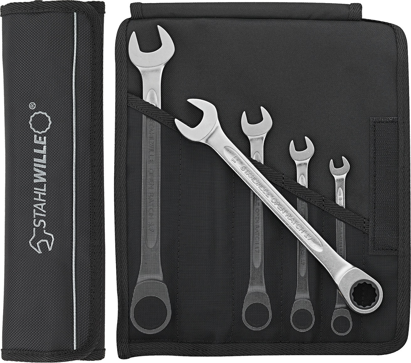 STAHLWILLE 5-Piece Combination Ratchet Spanner, 8 mm, Chrome Alloy Steel