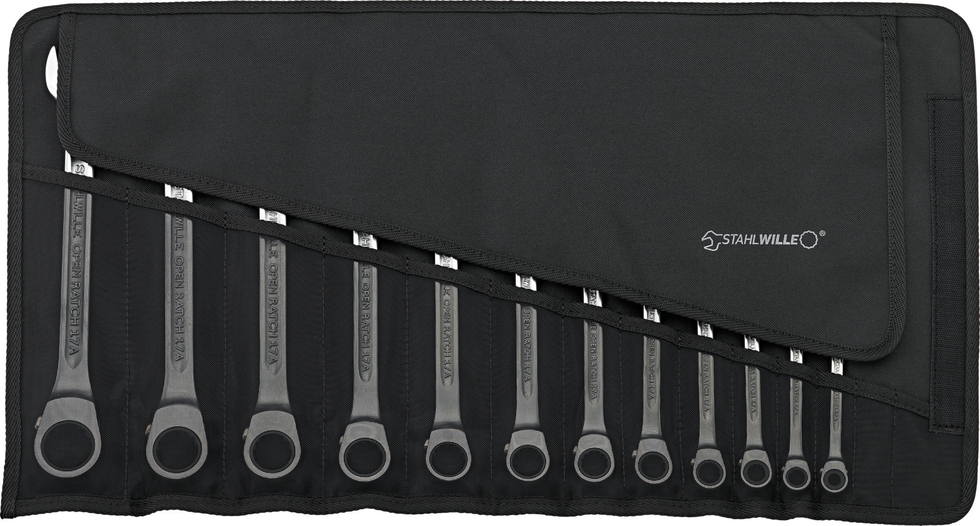 96411713 STAHLWILLE 12-Piece Combination Ratchet Spanner, 9/16 in, Chrome Alloy Steel