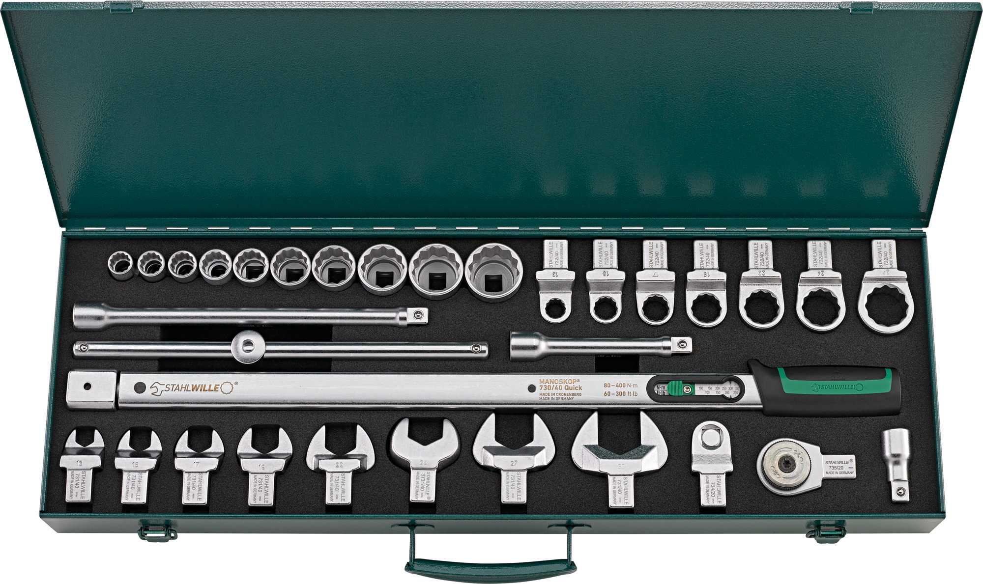 STAHLWILLE 730R/40/32 QUICK Click Torque Wrench Set, 80 to 400 Nm, 1/2 in Drive, Square Drive, 640mm Overall