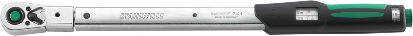 STAHLWILLE 730NR QR Click Torque Wrench, 40 To 200 Nm, 1/2 in Drive, Round Drive, 526mm Overall